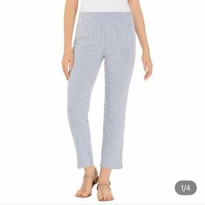 Mario Serrani Blue & White Pinstripe Cropped Pull-On Pants